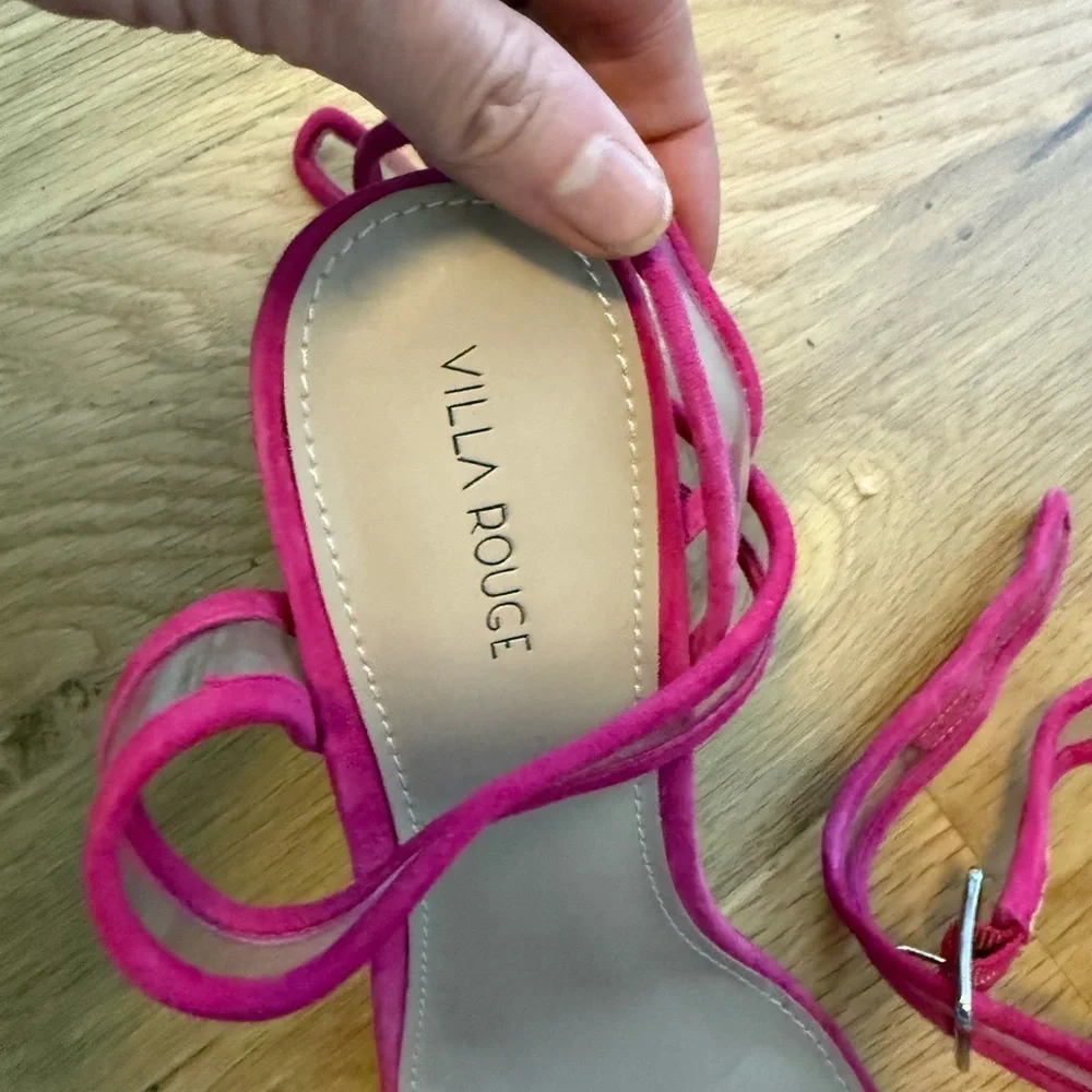Villa Rouge Hot Pink Strappy Block Sandal Heels- never worn